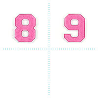 Frottee Aufnäher Zahl 0-9 | Rosa, Pink, Weiß | 9,5 cm hoch | Varsity Number