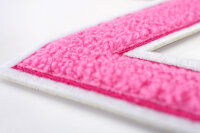 Frottee Aufnäher Zahl 0-9 | Rosa, Pink, Weiß | 9,5 cm hoch | Varsity Number