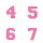 Frottee Aufnäher Zahl 0-9 | Rosa, Pink, Weiß | 9,5 cm hoch | Varsity Number
