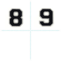 Aufnäher Frottee Zahl 0-9 | Schwarz, Weiß, Grau | 9,5 cm hoch | Varsity Number