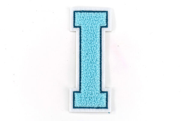 Frottee Aufnäher Buchstabe A-Z | Türkis, Petrol, Weiß | 9,5 cm hoch | Varsity Letter Patch I