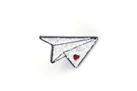 Pin Papierflieger | Weiß mit Glitzer und rotem Herz