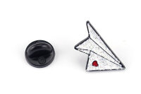 Pin Papierflieger | Weiß mit Glitzer und rotem Herz
