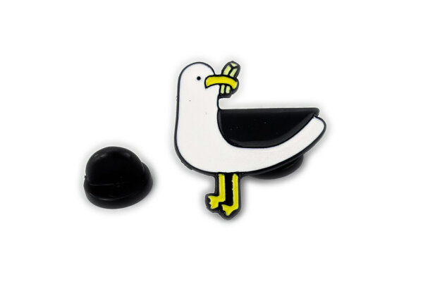 Pin "Pommes-Dieb" Möwe | Weiß Schwarz