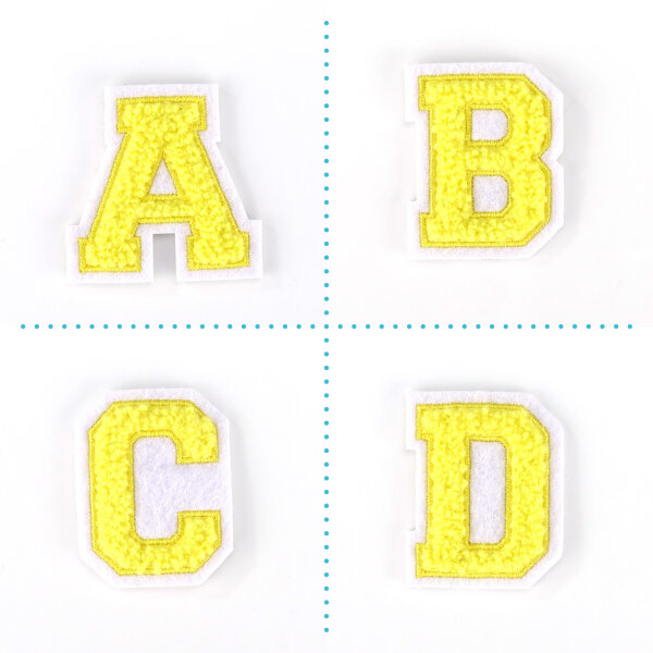 Buchstaben Aufnäher klein 4,2 cm hoch | Gelb, Weiß |