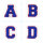 Kleine Frottee-Aufnäher | Buchstabe 4,2 cm hoch | Blau, Rot, Weiß |