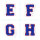 Kleine Frottee-Aufnäher | Buchstabe 4,2 cm hoch | Blau, Rot, Weiß |