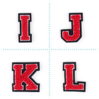 Kleiner Buchstaben Aufnäher 4,2 cm hoch | Rot, Weiß, Schwarz |