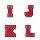 Kleiner Buchstaben Aufnäher 4,2 cm hoch | Rot, Weiß, Schwarz |