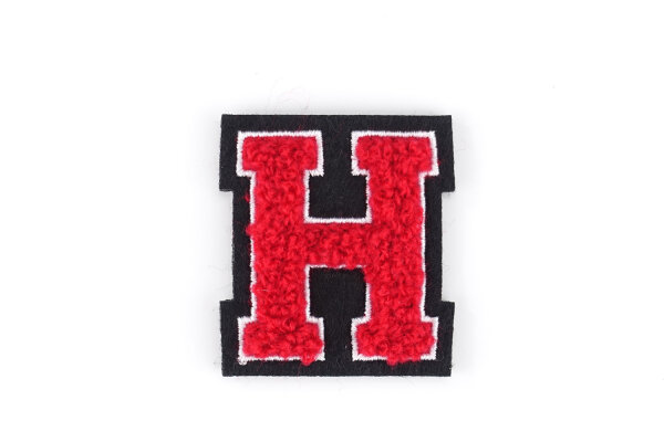 Kleiner Buchstaben Aufnäher 4,2 cm hoch | Rot, Weiß, Schwarz | H