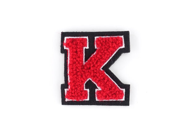 Kleiner Buchstaben Aufnäher 4,2 cm hoch | Rot, Weiß, Schwarz | K