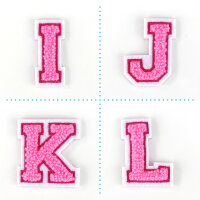 Kleiner Buchstaben Aufnäher 4,2 cm hoch | Frottee Rosa, Pink, Weiß |