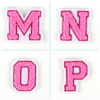 Kleiner Buchstaben Aufnäher 4,2 cm hoch | Frottee Rosa, Pink, Weiß |