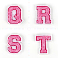 Kleiner Buchstaben Aufnäher 4,2 cm hoch | Frottee Rosa, Pink, Weiß |