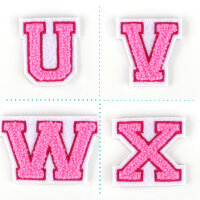 Kleiner Buchstaben Aufnäher 4,2 cm hoch | Frottee Rosa, Pink, Weiß |