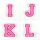 Kleiner Buchstaben Aufnäher 4,2 cm hoch | Frottee Rosa, Pink, Weiß |