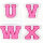 Kleiner Buchstaben Aufnäher 4,2 cm hoch | Frottee Rosa, Pink, Weiß |