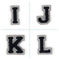 Aufnäher Buchstabe Frottee klein 4,2 cm hoch | Schwarz, Weiß, Grau |