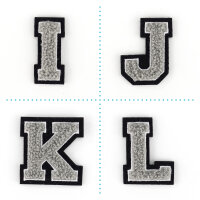 Kleiner Aufnäher Buchstabe 4,2 cm hoch | Grau, Weiß, Schwarz | Frottee |