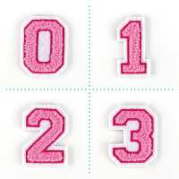 Kleine Aufnäher Zahl 4,2 cm hoch | Frottee Rosa,...