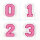 Kleine Aufnäher Zahl 4,2 cm hoch | Frottee Rosa, Pink, Weiß |