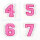 Kleine Aufnäher Zahl 4,2 cm hoch | Frottee Rosa, Pink, Weiß |