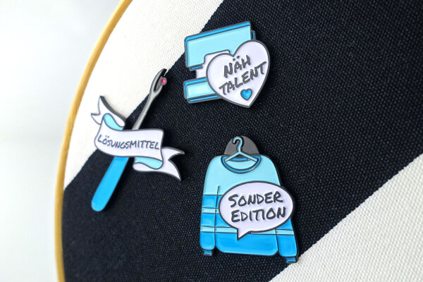 3er-Set Emaille-Pins | Sonderedition mit Schriftzügen | Türkis & Petrol