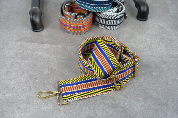Jacquard-gewebter Taschengurt | Gelb bunt gestreift | verstellbar