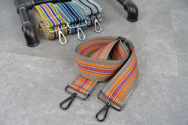 Jacquard-gewebter Taschengurt | Orange bunt gestreift | verstellbar