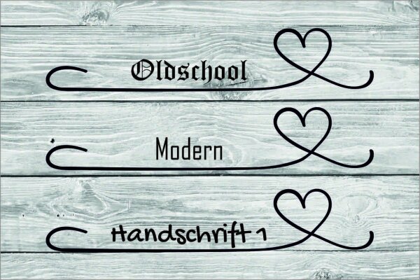 Name links - Herz rechts
